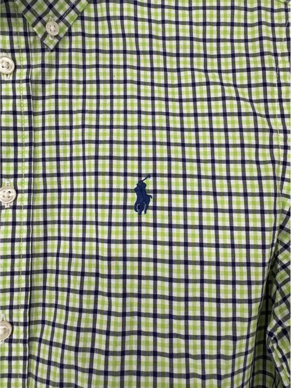 Ralph Lauren Shirt Boys Size Large Plaid Long Sleeve Green and Navy